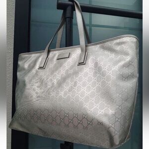 Gucci Metallic Silver Tote Bag